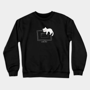 Cute cat sleeping on monitor Crewneck Sweatshirt